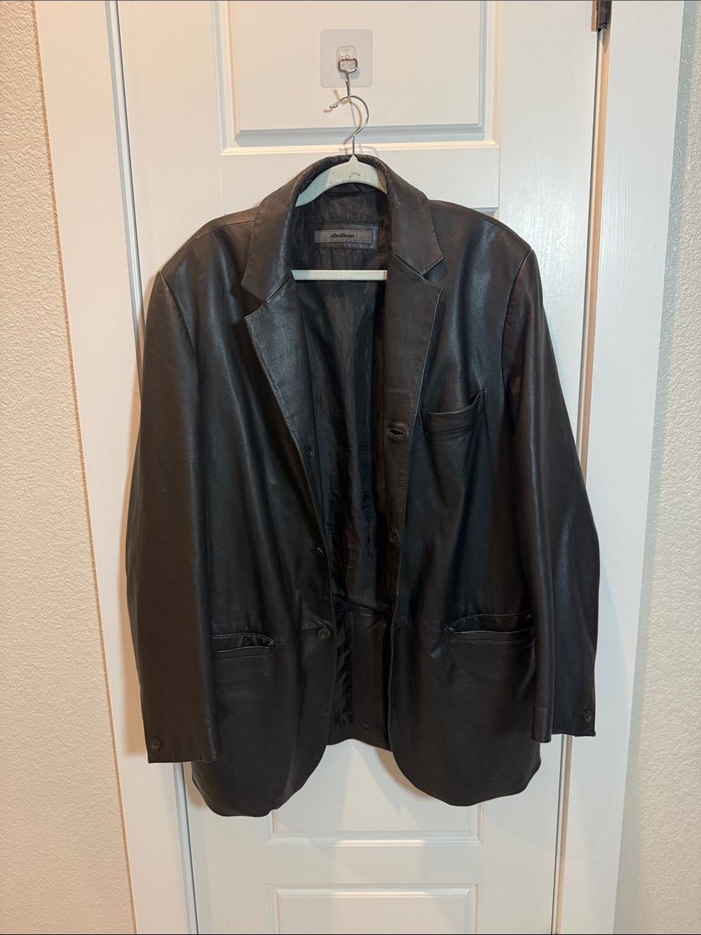 Strellson Black Leather Blazer Jacket
